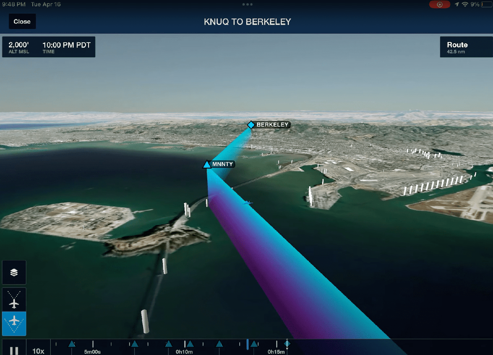 Mapping eVTOL Flight Between NASA Ames and UC Berkeley